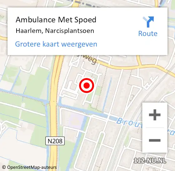 Locatie op kaart van de 112 melding: Ambulance Met Spoed Naar Haarlem, Narcisplantsoen op 15 augustus 2024 19:09