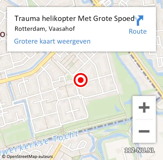 Locatie op kaart van de 112 melding: Trauma helikopter Met Grote Spoed Naar Rotterdam, Vaasahof op 15 augustus 2024 19:17