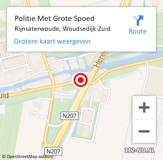 Locatie op kaart van de 112 melding: Politie Met Grote Spoed Naar Rijnsaterwoude, Woudsedijk-Zuid op 15 augustus 2024 19:30