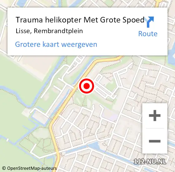 Locatie op kaart van de 112 melding: Trauma helikopter Met Grote Spoed Naar Lisse, Rembrandtplein op 15 augustus 2024 20:00