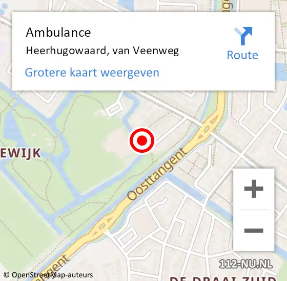 Locatie op kaart van de 112 melding: Ambulance Heerhugowaard, van Veenweg op 15 augustus 2024 20:03