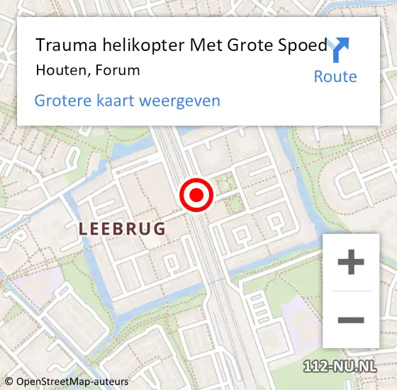 Locatie op kaart van de 112 melding: Trauma helikopter Met Grote Spoed Naar Houten, Forum op 15 augustus 2024 20:05