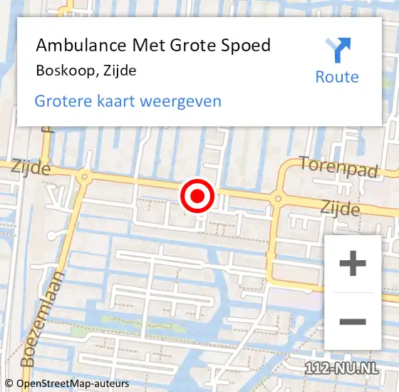 Locatie op kaart van de 112 melding: Ambulance Met Grote Spoed Naar Boskoop, Zijde op 15 augustus 2024 20:11