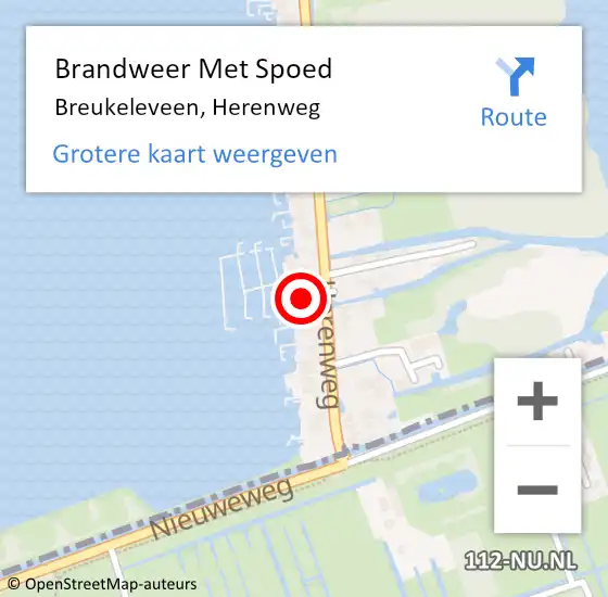 Locatie op kaart van de 112 melding: Brandweer Met Spoed Naar Breukeleveen, Herenweg op 15 augustus 2024 20:31