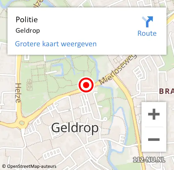 Locatie op kaart van de 112 melding: Politie Geldrop op 15 augustus 2024 21:13