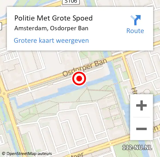 Locatie op kaart van de 112 melding: Politie Met Grote Spoed Naar Amsterdam, Osdorper Ban op 15 augustus 2024 21:27