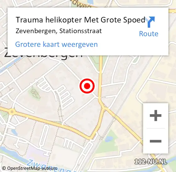 Locatie op kaart van de 112 melding: Trauma helikopter Met Grote Spoed Naar Zevenbergen, Stationsstraat op 15 augustus 2024 21:30