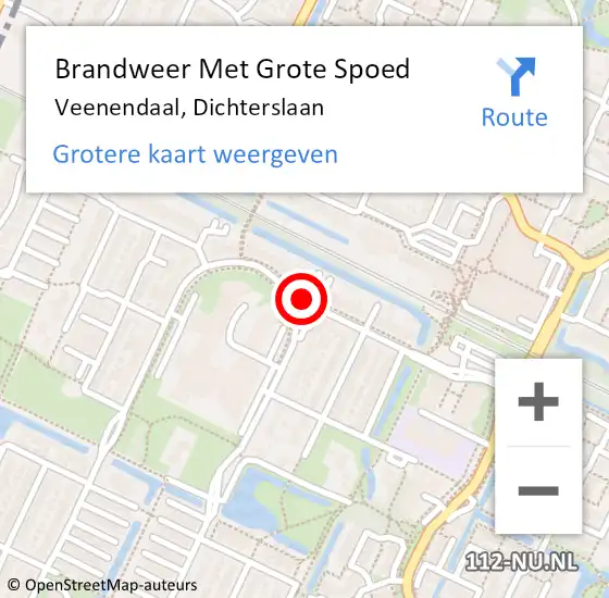 Locatie op kaart van de 112 melding: Brandweer Met Grote Spoed Naar Veenendaal, Dichterslaan op 15 augustus 2024 21:31