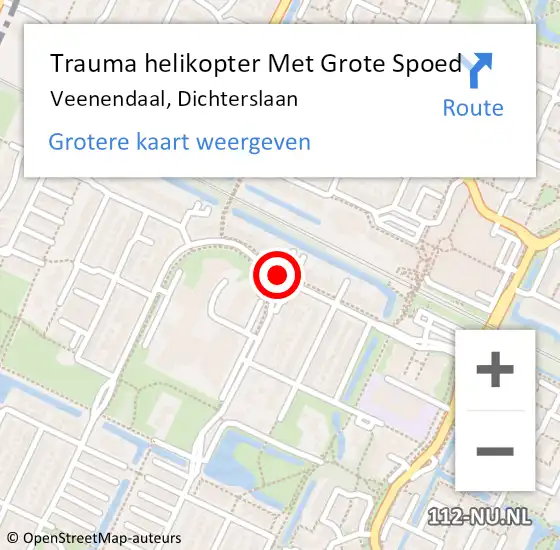 Locatie op kaart van de 112 melding: Trauma helikopter Met Grote Spoed Naar Veenendaal, Dichterslaan op 15 augustus 2024 21:32