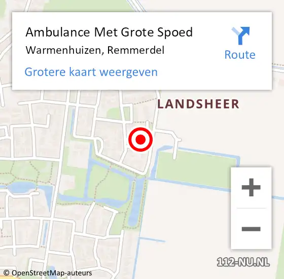 Locatie op kaart van de 112 melding: Ambulance Met Grote Spoed Naar Warmenhuizen, Remmerdel op 15 augustus 2024 21:34