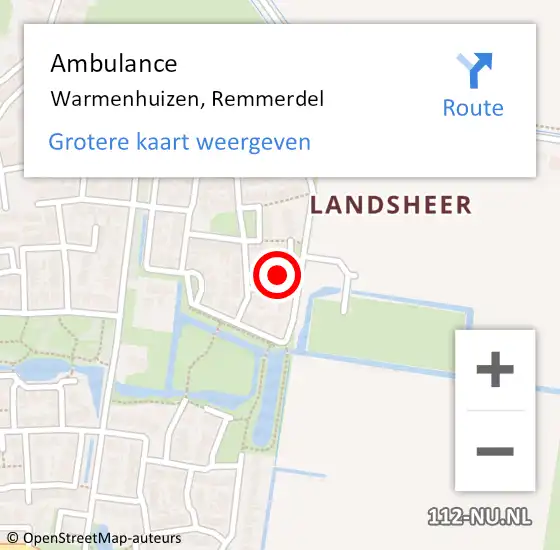 Locatie op kaart van de 112 melding: Ambulance Warmenhuizen, Remmerdel op 15 augustus 2024 21:35