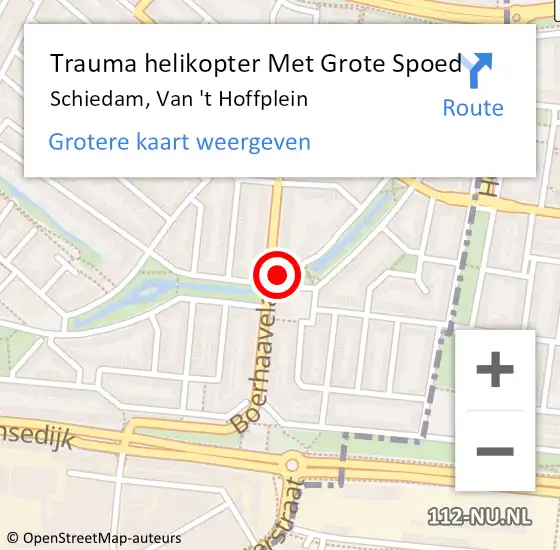 Locatie op kaart van de 112 melding: Trauma helikopter Met Grote Spoed Naar Schiedam, Van 't Hoffplein op 15 augustus 2024 21:40