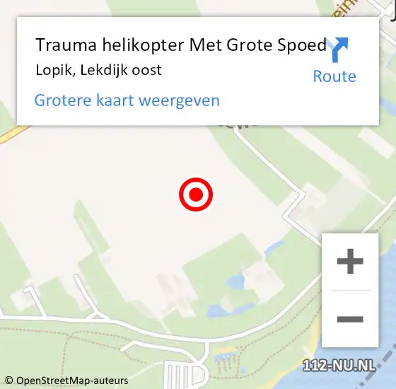 Locatie op kaart van de 112 melding: Trauma helikopter Met Grote Spoed Naar Lopik, Lekdijk oost op 15 augustus 2024 21:53