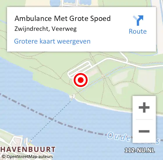 Locatie op kaart van de 112 melding: Ambulance Met Grote Spoed Naar Zwijndrecht, Veerweg op 15 augustus 2024 22:07