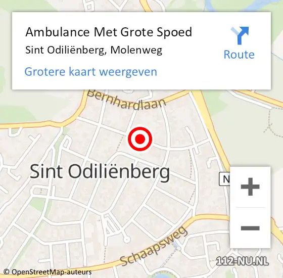 Locatie op kaart van de 112 melding: Ambulance Met Grote Spoed Naar Sint Odiliënberg, Molenweg op 15 augustus 2024 22:10