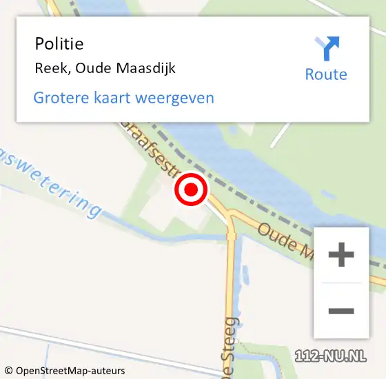 Locatie op kaart van de 112 melding: Politie Reek, Oude Maasdijk op 15 augustus 2024 22:26