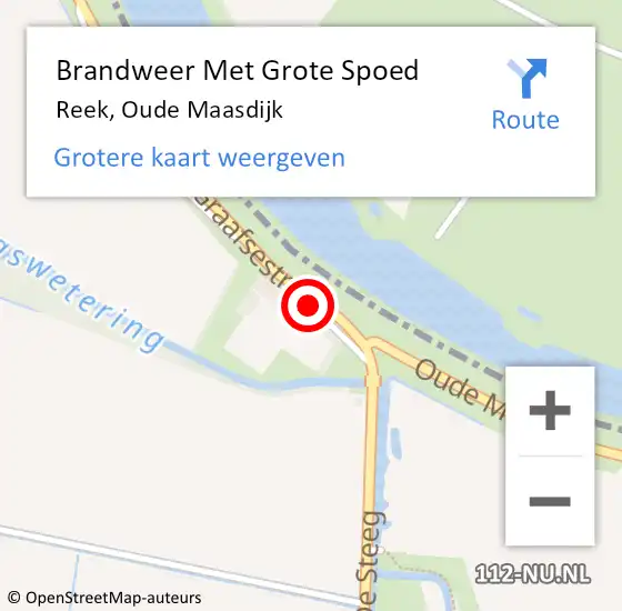 Locatie op kaart van de 112 melding: Brandweer Met Grote Spoed Naar Reek, Oude Maasdijk op 15 augustus 2024 22:28