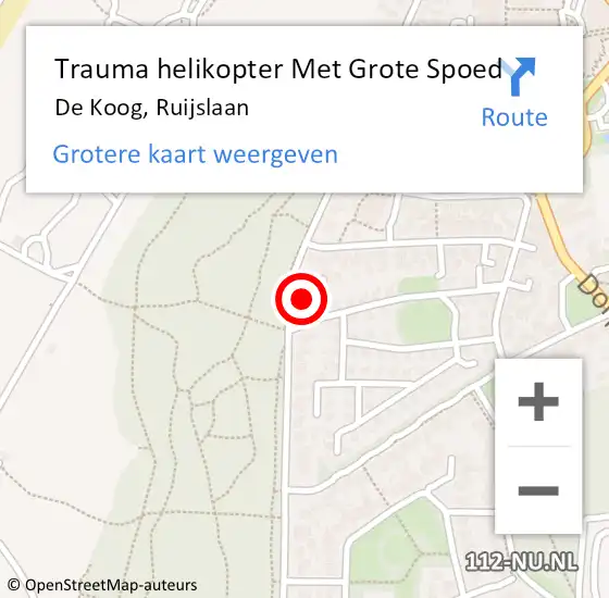 Locatie op kaart van de 112 melding: Trauma helikopter Met Grote Spoed Naar De Koog, Ruijslaan op 15 augustus 2024 22:55