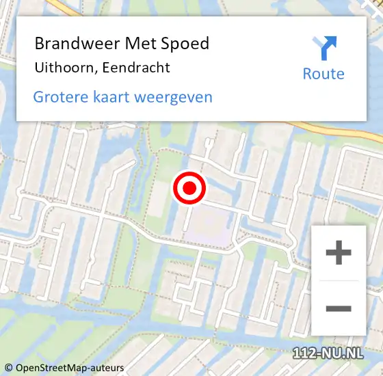 Locatie op kaart van de 112 melding: Brandweer Met Spoed Naar Uithoorn, Eendracht op 15 augustus 2024 23:17