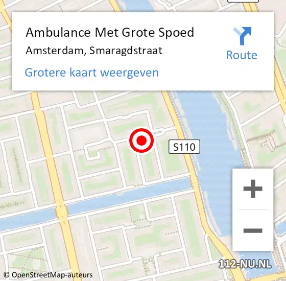 Locatie op kaart van de 112 melding: Ambulance Met Grote Spoed Naar Amsterdam, Smaragdstraat op 15 augustus 2024 23:31