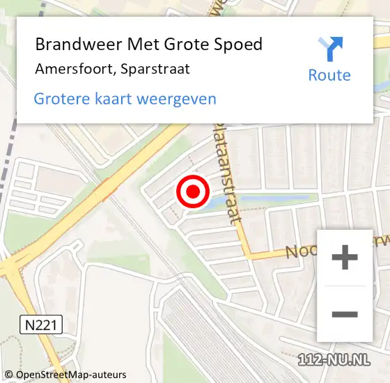 Locatie op kaart van de 112 melding: Brandweer Met Grote Spoed Naar Amersfoort, Sparstraat op 15 augustus 2024 23:48