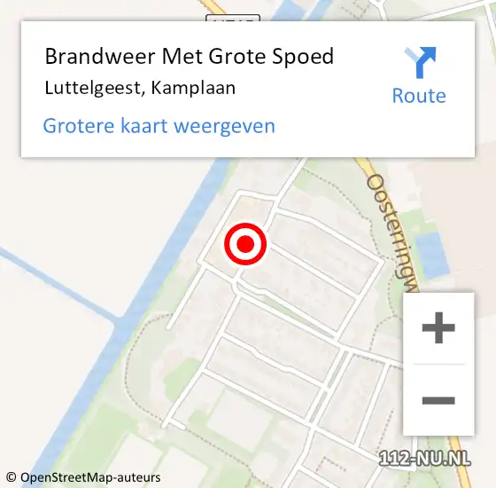 Locatie op kaart van de 112 melding: Brandweer Met Grote Spoed Naar Luttelgeest, Kamplaan op 16 augustus 2024 00:12