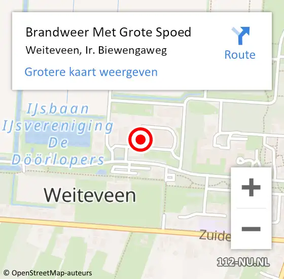 Locatie op kaart van de 112 melding: Brandweer Met Grote Spoed Naar Weiteveen, Ir. Biewengaweg op 16 augustus 2024 00:21