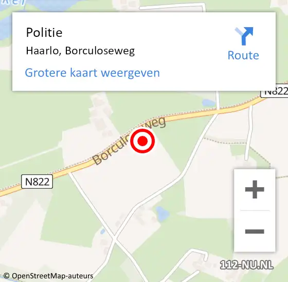 Locatie op kaart van de 112 melding: Politie Haarlo, Borculoseweg op 16 augustus 2024 00:41