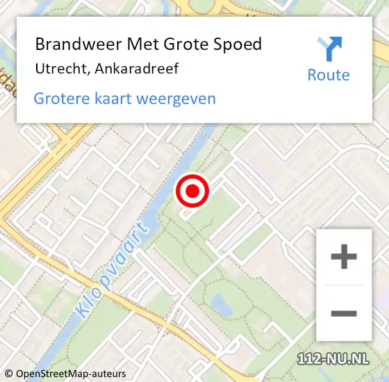 Locatie op kaart van de 112 melding: Brandweer Met Grote Spoed Naar Utrecht, Ankaradreef op 16 augustus 2024 01:04