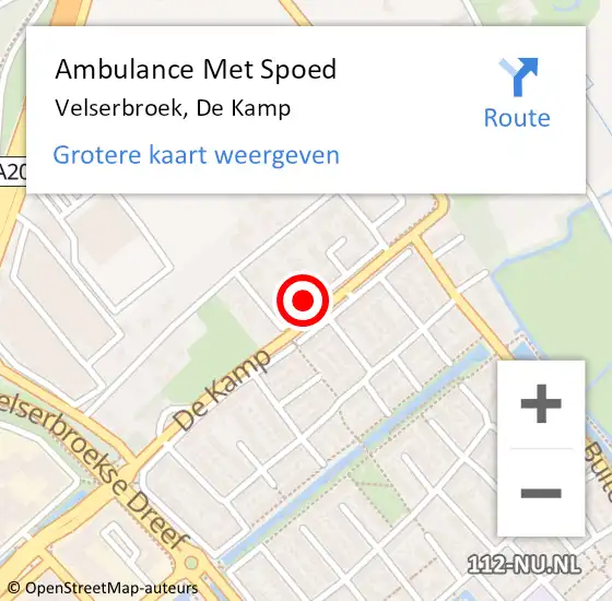 Locatie op kaart van de 112 melding: Ambulance Met Spoed Naar Velserbroek, De Kamp op 16 augustus 2024 01:06