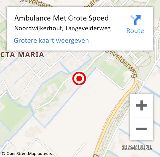 Locatie op kaart van de 112 melding: Ambulance Met Grote Spoed Naar Noordwijkerhout, Langevelderweg op 16 augustus 2024 01:12