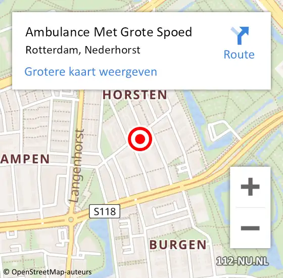 Locatie op kaart van de 112 melding: Ambulance Met Grote Spoed Naar Rotterdam, Nederhorst op 16 augustus 2024 01:39