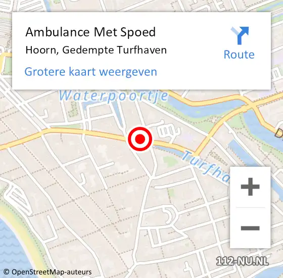 Locatie op kaart van de 112 melding: Ambulance Met Spoed Naar Hoorn, Gedempte Turfhaven op 16 augustus 2024 02:07