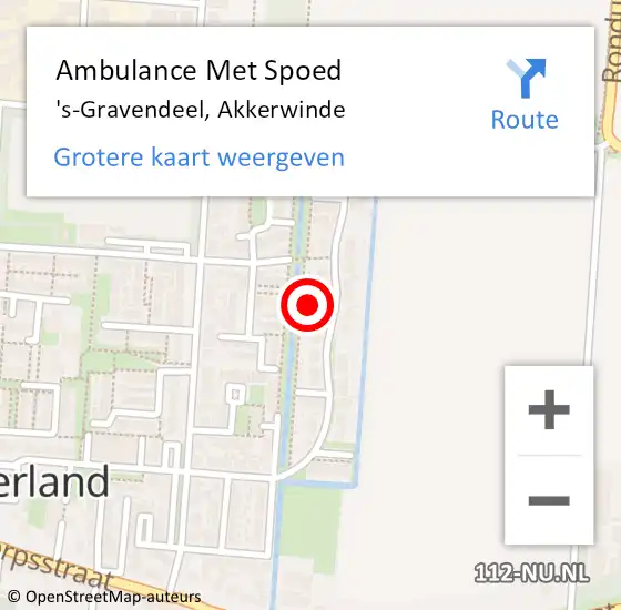 Locatie op kaart van de 112 melding: Ambulance Met Spoed Naar Zuid-Beijerland, Akkerwinde op 16 augustus 2024 02:21