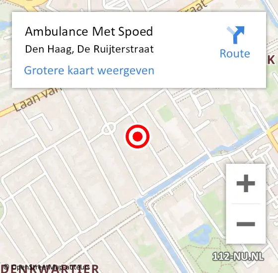 Locatie op kaart van de 112 melding: Ambulance Met Spoed Naar De Lier, De Ruijterstraat op 16 augustus 2024 03:10