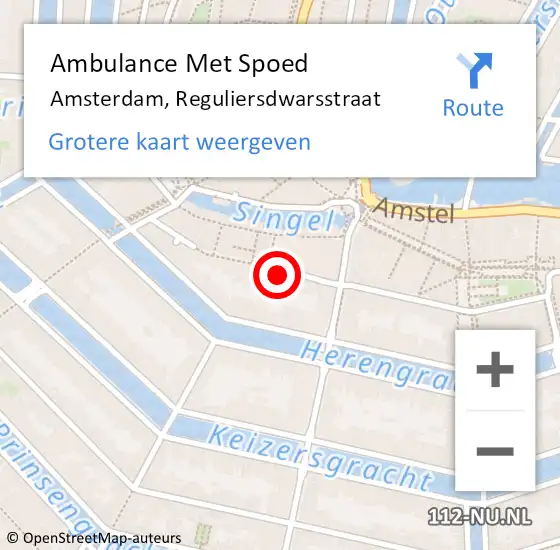 Locatie op kaart van de 112 melding: Ambulance Met Spoed Naar Amsterdam, Reguliersdwarsstraat op 16 augustus 2024 04:01