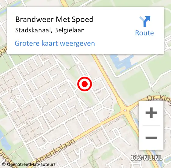 Locatie op kaart van de 112 melding: Brandweer Met Spoed Naar Stadskanaal, Belgiëlaan op 16 augustus 2024 04:23