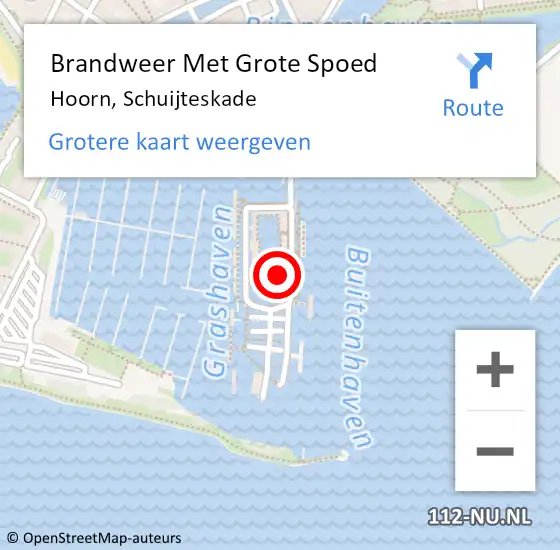 Locatie op kaart van de 112 melding: Brandweer Met Grote Spoed Naar Hoorn, Schuijteskade op 16 augustus 2024 04:53