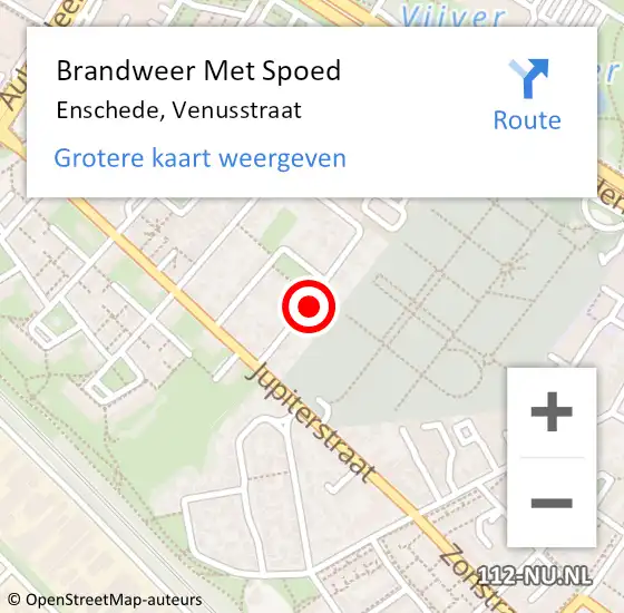 Locatie op kaart van de 112 melding: Brandweer Met Spoed Naar Enschede, Venusstraat op 16 augustus 2024 05:16