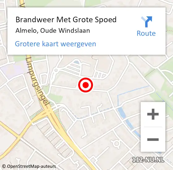 Locatie op kaart van de 112 melding: Brandweer Met Grote Spoed Naar Almelo, Oude Windslaan op 16 augustus 2024 06:26