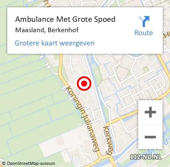 Locatie op kaart van de 112 melding: Ambulance Met Grote Spoed Naar Maasland, Berkenhof op 16 augustus 2024 07:38