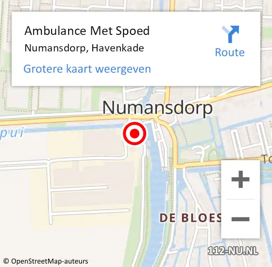 Locatie op kaart van de 112 melding: Ambulance Met Spoed Naar Numansdorp, Havenkade op 16 augustus 2024 08:12