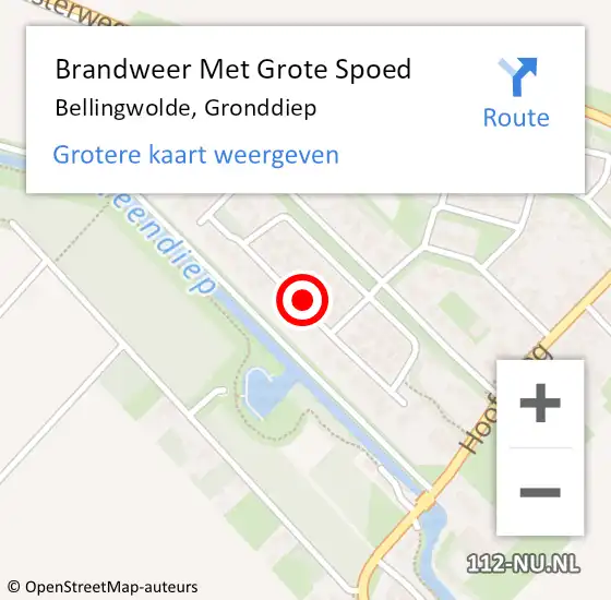 Locatie op kaart van de 112 melding: Brandweer Met Grote Spoed Naar Bellingwolde, Gronddiep op 16 augustus 2024 09:05