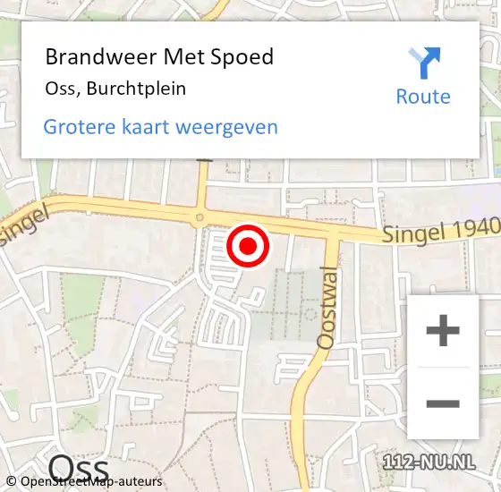 Locatie op kaart van de 112 melding: Brandweer Met Spoed Naar Oss, Burchtplein op 16 augustus 2024 09:24