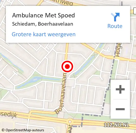 Locatie op kaart van de 112 melding: Ambulance Met Spoed Naar Schiedam, Boerhaavelaan op 16 augustus 2024 09:40