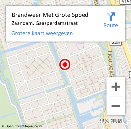 Locatie op kaart van de 112 melding: Brandweer Met Grote Spoed Naar Zaandam, Gaasperdamstraat op 16 augustus 2024 10:14