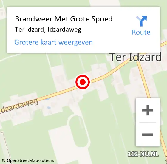 Locatie op kaart van de 112 melding: Brandweer Met Grote Spoed Naar Ter Idzard, Idzardaweg op 16 oktober 2014 13:50