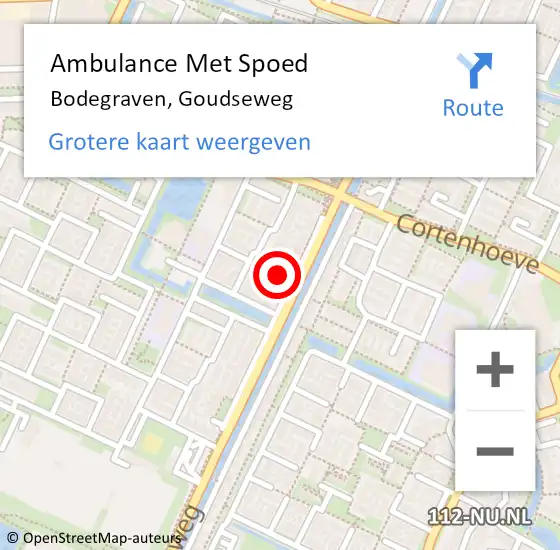 Locatie op kaart van de 112 melding: Ambulance Met Spoed Naar Bodegraven, Goudseweg op 16 augustus 2024 10:46