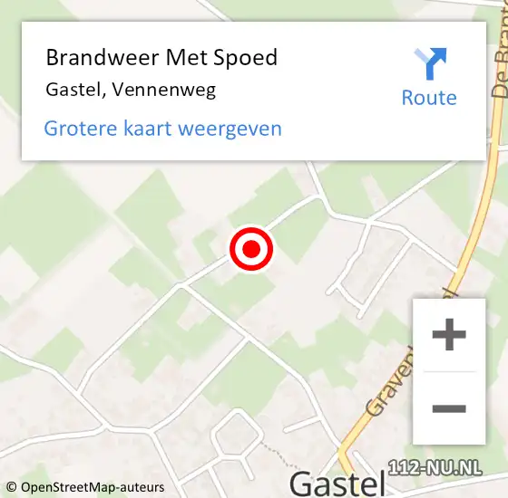 Locatie op kaart van de 112 melding: Brandweer Met Spoed Naar Gastel, Vennenweg op 16 augustus 2024 10:55