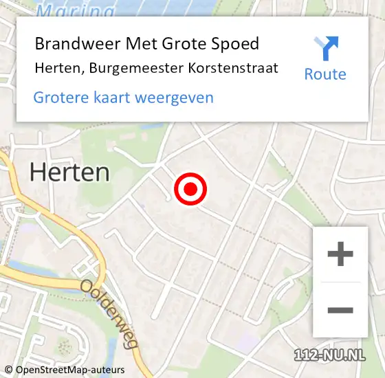 Locatie op kaart van de 112 melding: Brandweer Met Grote Spoed Naar Herten, Burgemeester Korstenstraat op 16 augustus 2024 11:06